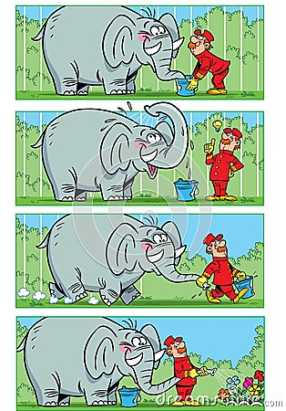 Story comic with a elephant Vector Illustration